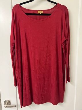 Piko 1988 long sleeve bamboo tunic top in red